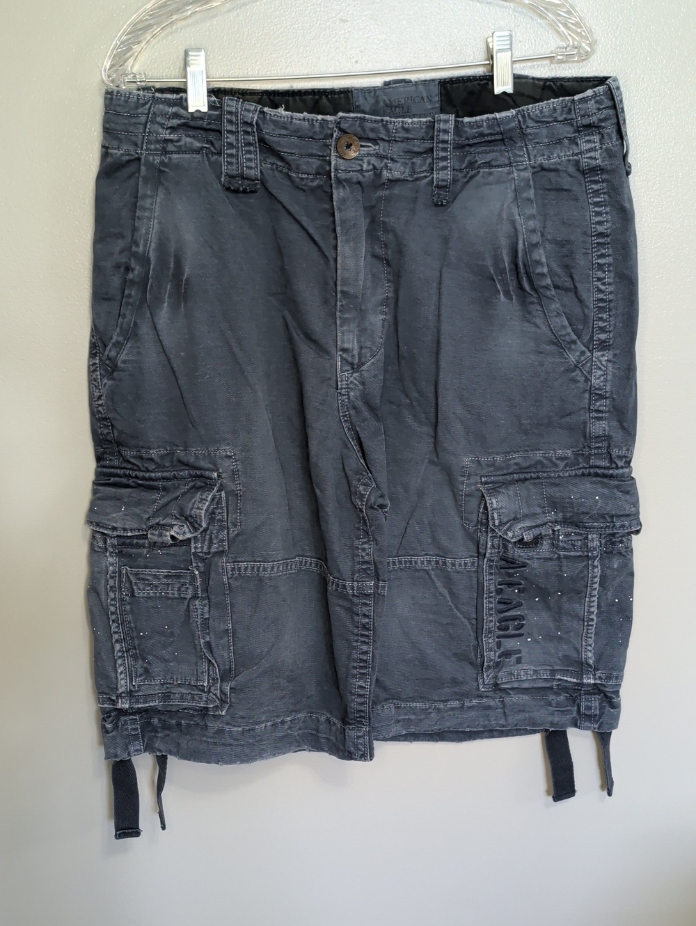 Y2K American Eagle Outfitters Men's Blue Grey Cargo Shorts Size 34